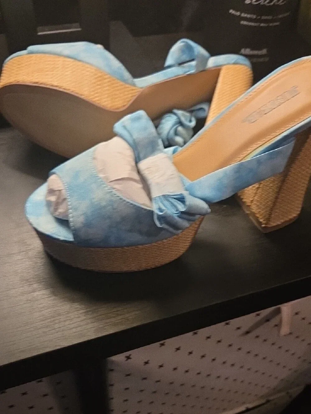 JustFab Light Blue Platform Wedge Sandals